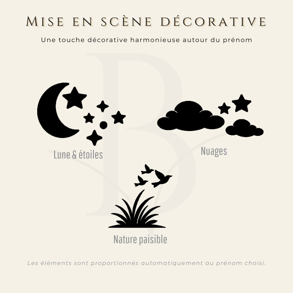 Prénom décoratif en bois clair