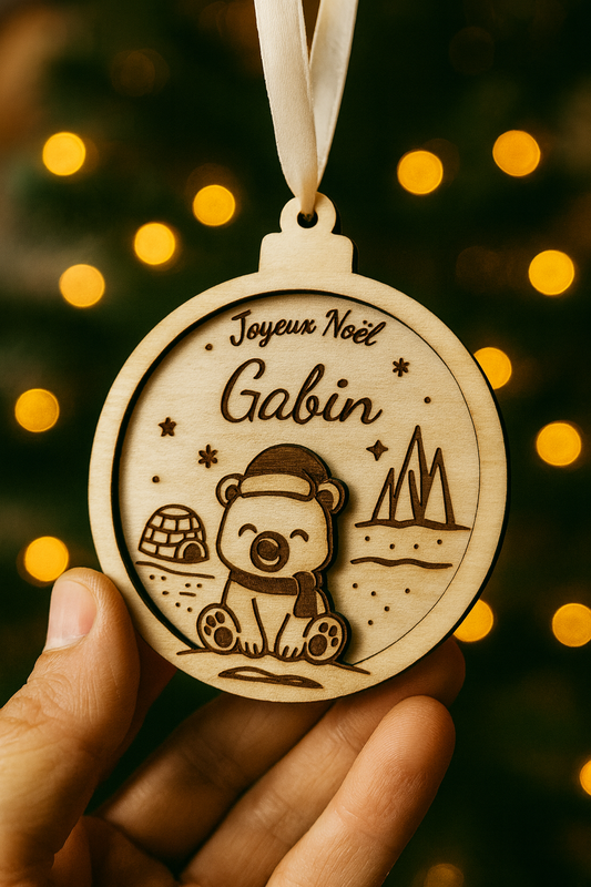 Boule de Noël personnalisée en bois – Collection animaux