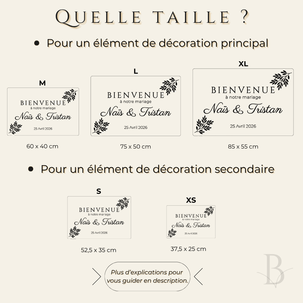Pancarte de bienvenue personnalisée – (Mariage, Baptême, Anniversaire)