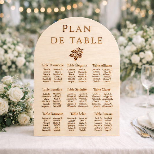 Plan de table mariage personnalisé en bois – Grand format