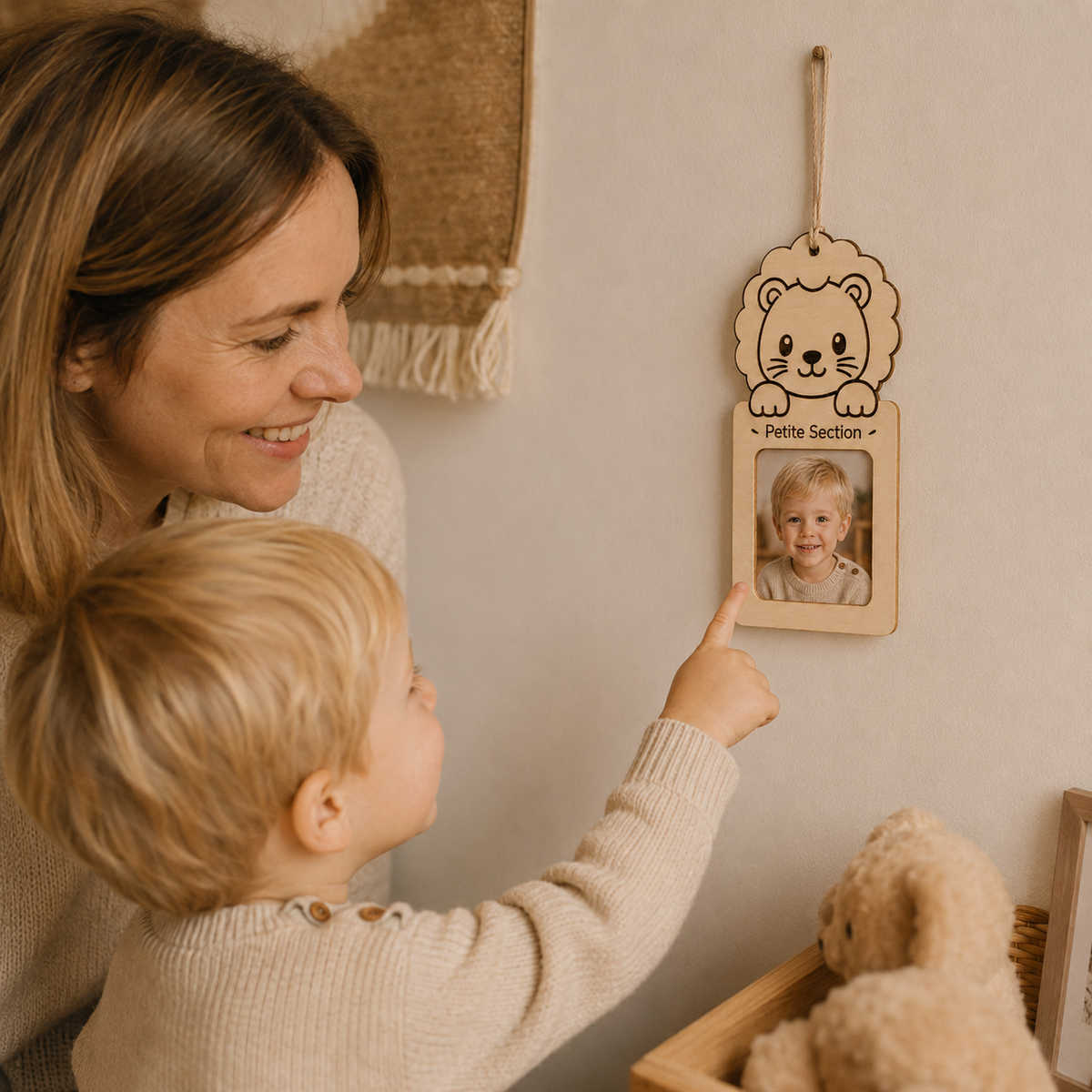 Porte-photo scolaire suspendu personnalisé – Animal au choix