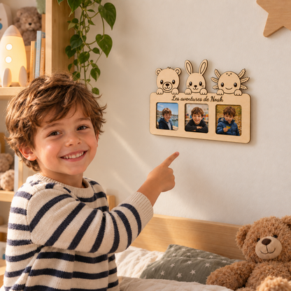 Cadre photo enfant personnalisé – Animaux au choix