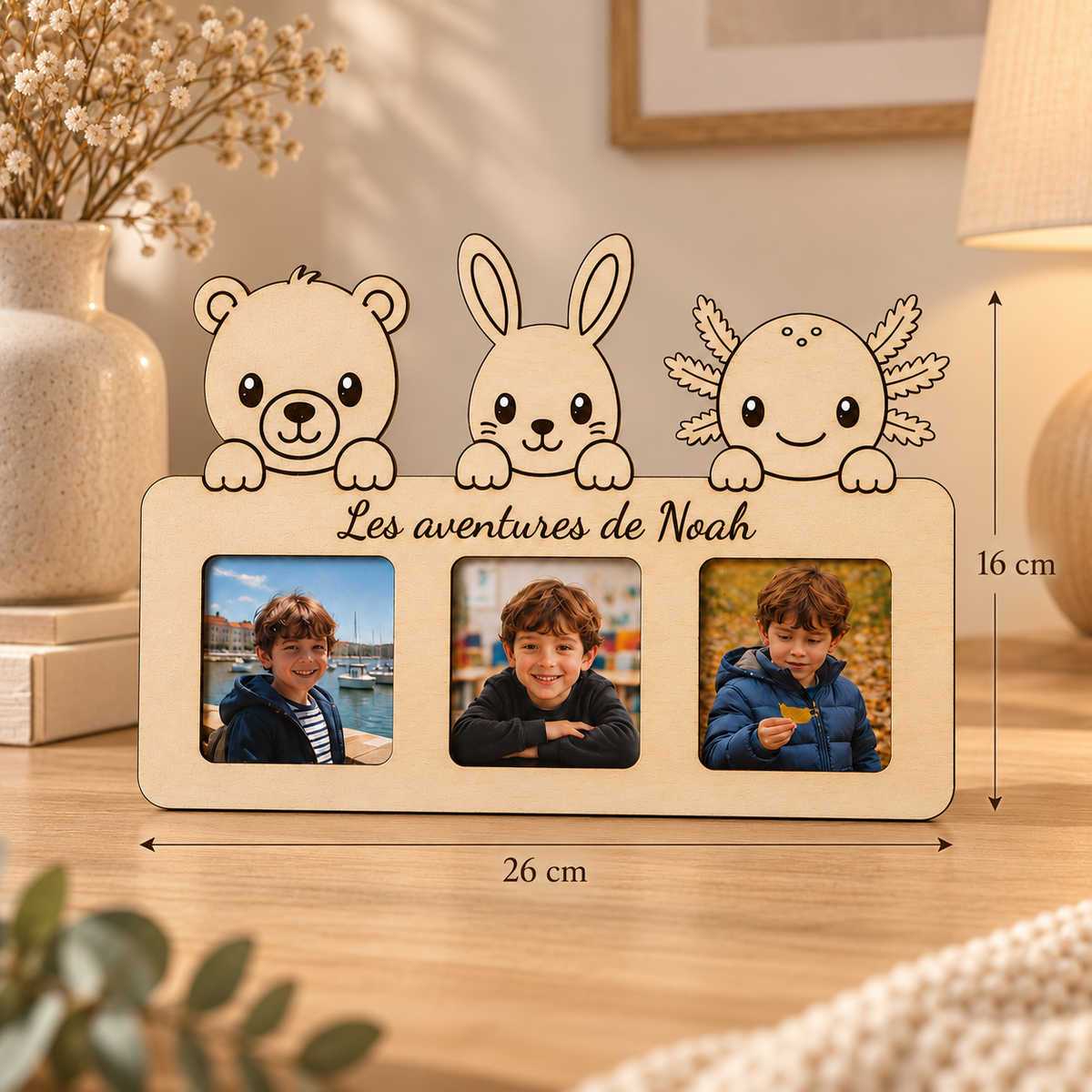 Cadre photo enfant personnalisé – Animaux au choix