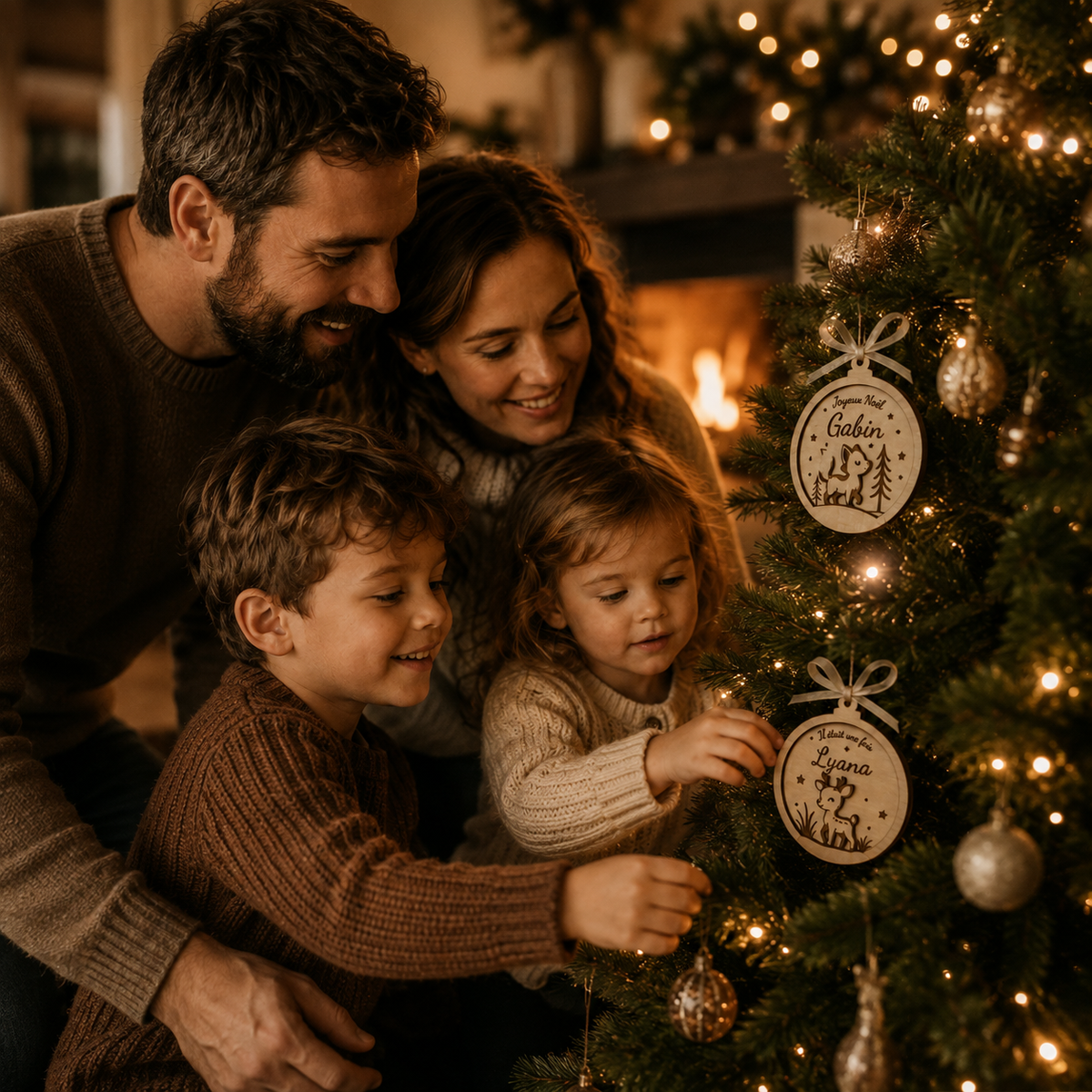 Boule de Noël personnalisée en bois – Collection Animaux