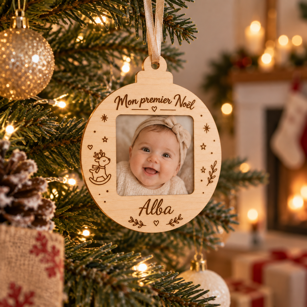 Boule de Noël bébé personnalisée avec photo – Mon premier Noël