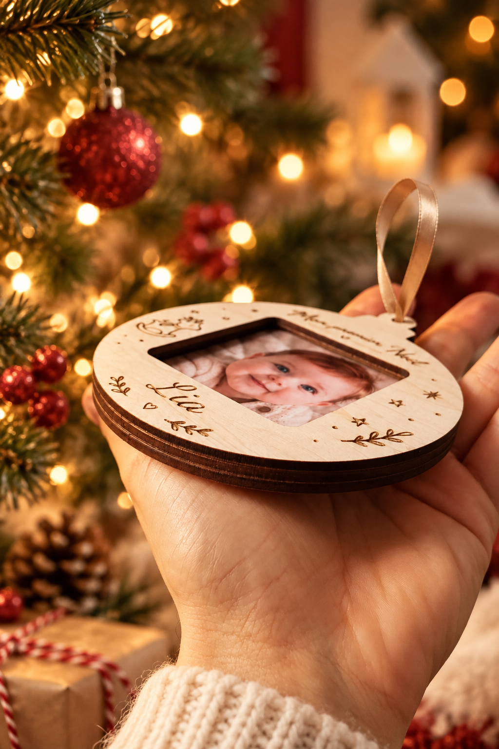 Boule de Noël bébé personnalisée avec photo – Mon premier Noël