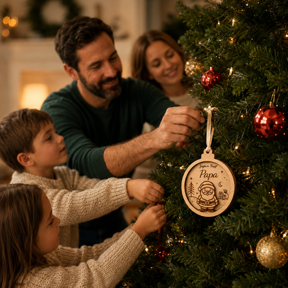 Boule de Noël personnalisée en bois – Collection Personnages de Noël