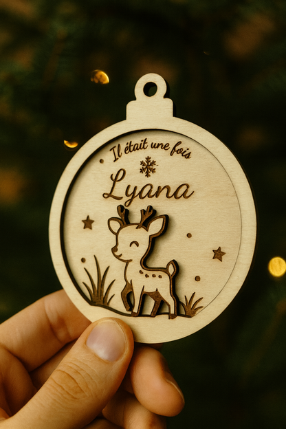 Boule de Noël personnalisée en bois – Collection animaux