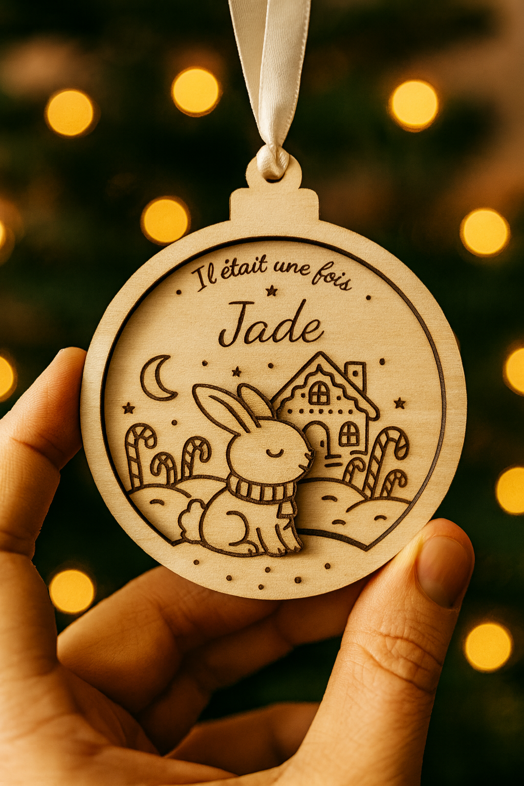 Boule de Noël personnalisée en bois – Collection animaux