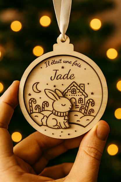 Boule de Noël personnalisée en bois – Collection animaux