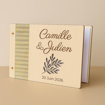 Livre d’or en bois personnalisé – (Mariage, Baptême, Anniversaire)