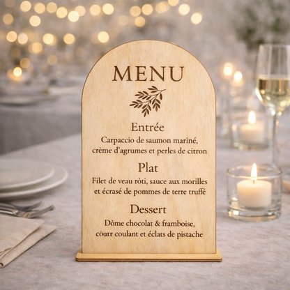 Menu de table - Autoportant & personnalisé
