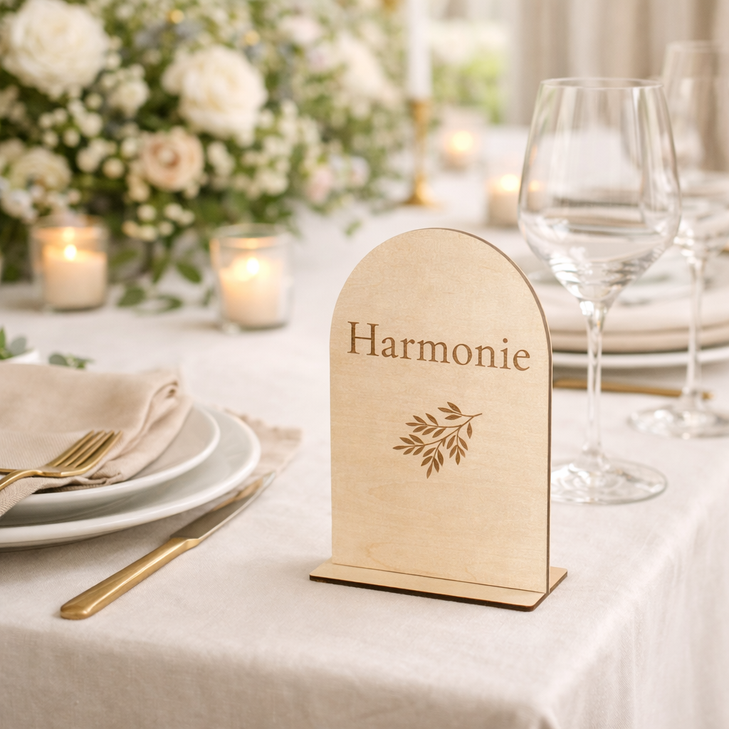 Nom et numéro de table - Autoportant & personnalisé