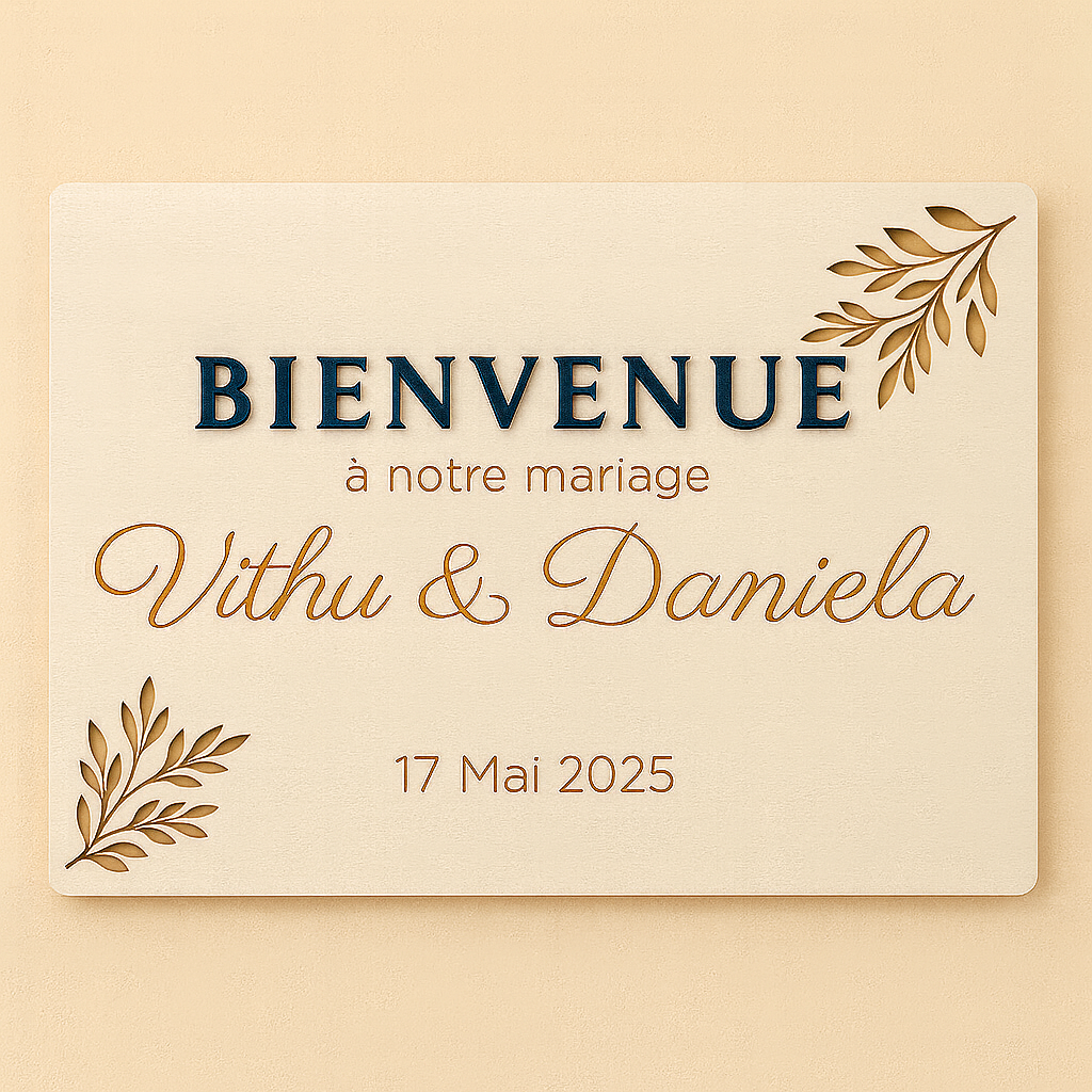 Pancarte de bienvenue personnalisée – (Mariage, Baptême, Anniversaire)
