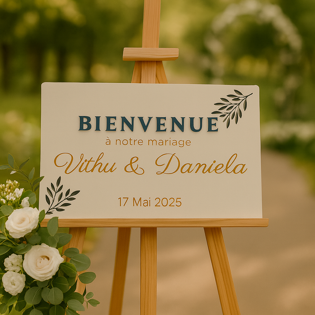Pancarte de bienvenue personnalisée – (Mariage, Baptême, Anniversaire)
