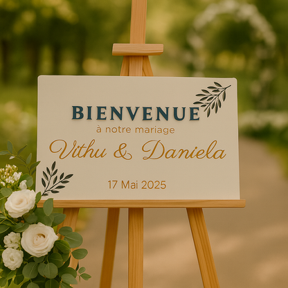 Pancarte de bienvenue personnalisée – (Mariage, Baptême, Anniversaire)