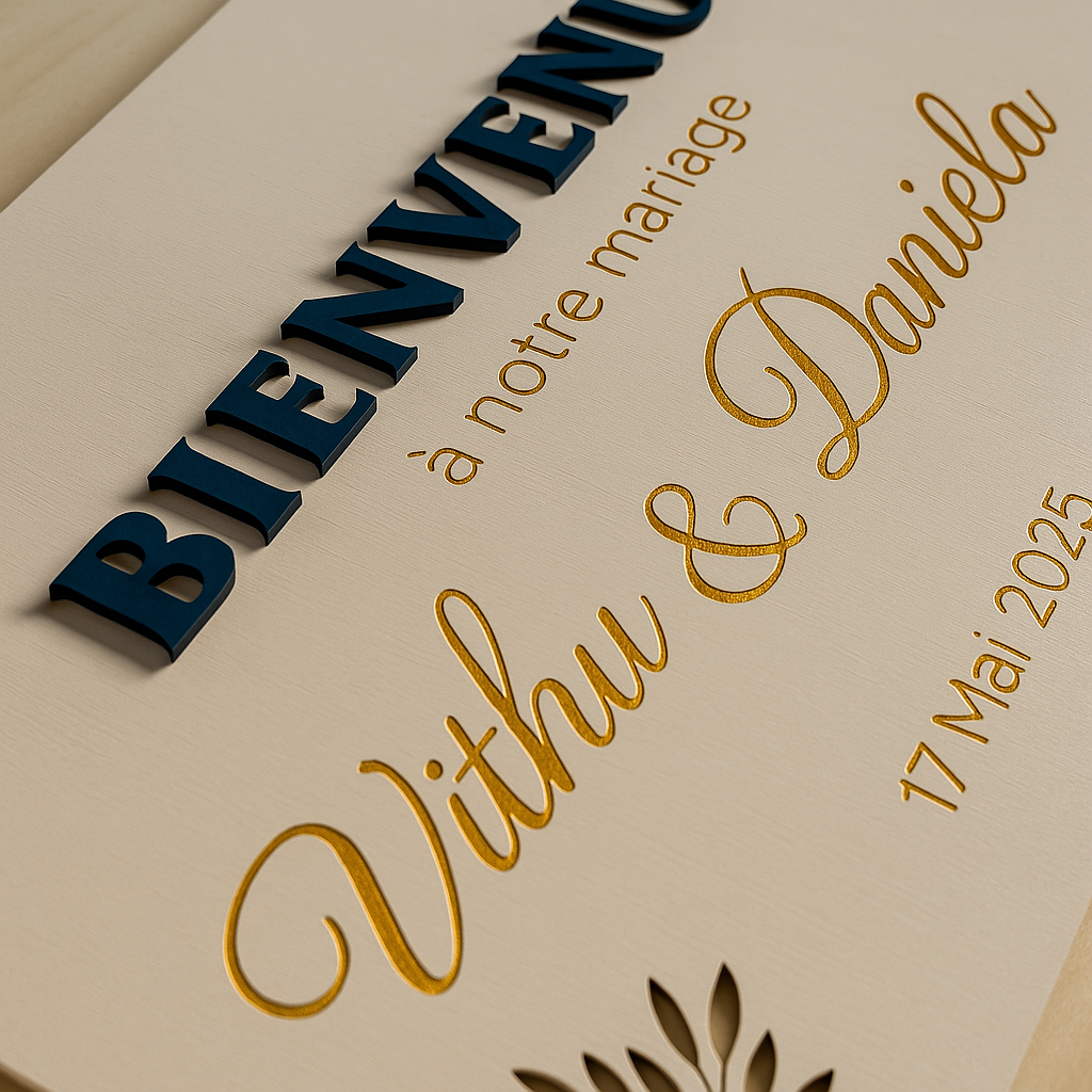Pancarte de bienvenue personnalisée – (Mariage, Baptême, Anniversaire)
