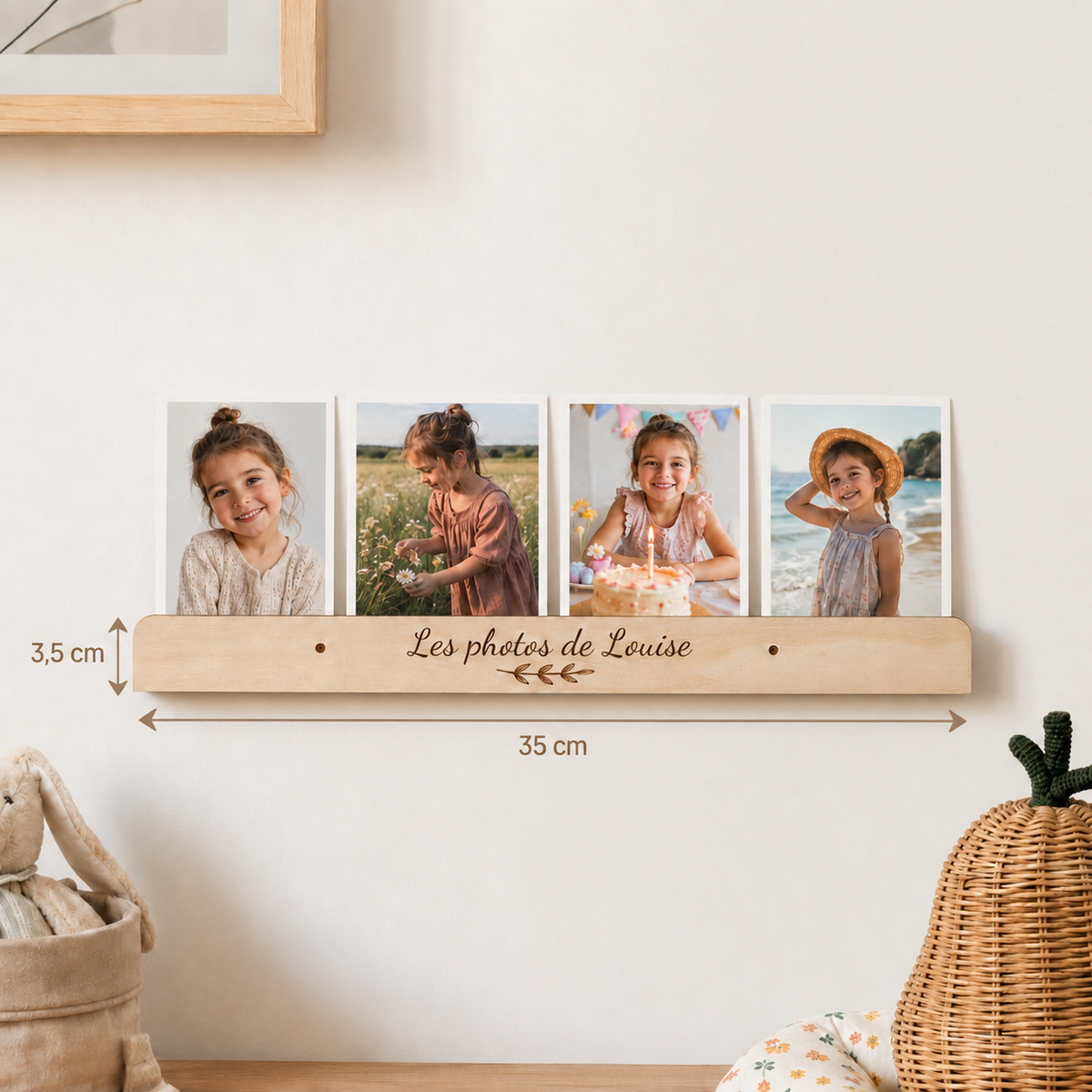 Porte-photos mural personnalisé en bois pour enfant