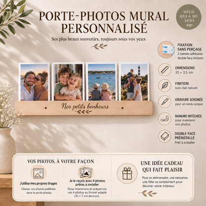 Porte-photos mural personnalisé en bois pour enfant