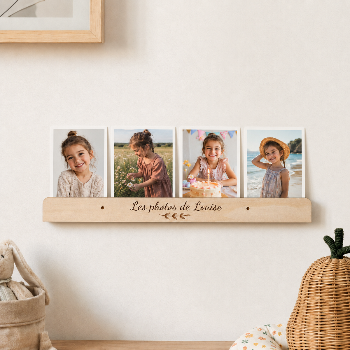 Porte-photos mural personnalisé en bois pour enfant