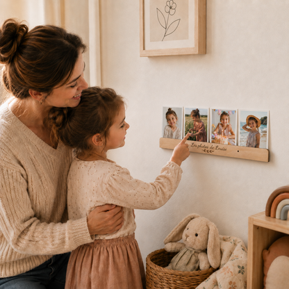 Porte-photos mural personnalisé en bois – Prêt à installer