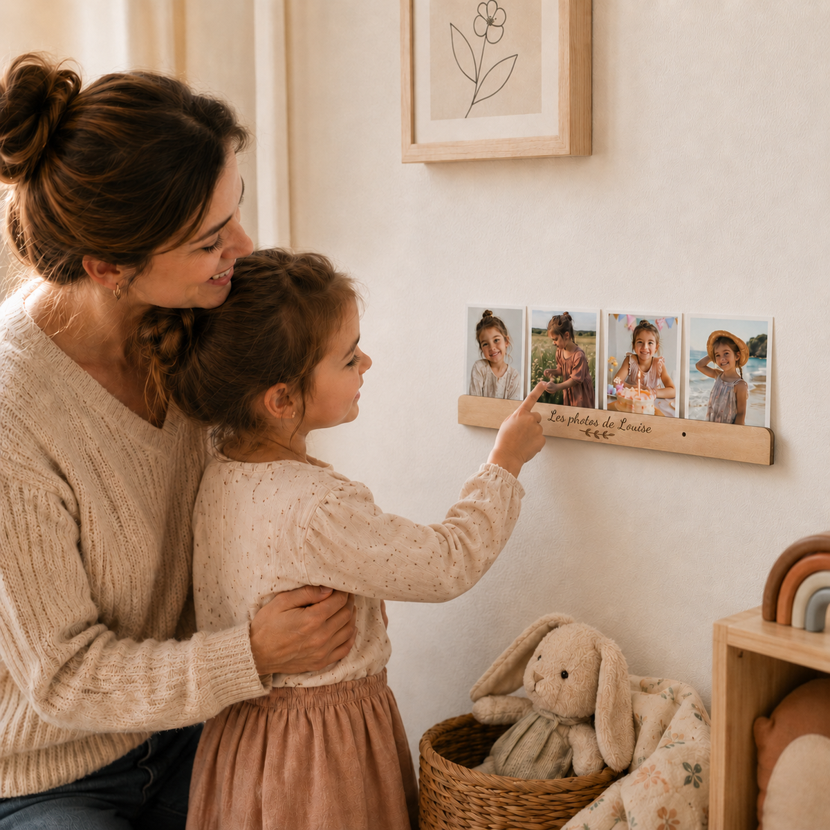 Porte-photos mural personnalisé en bois pour enfant