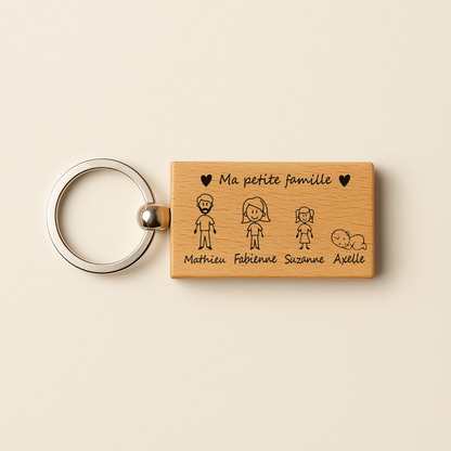 Porte-clé Famille personnalisé en bois