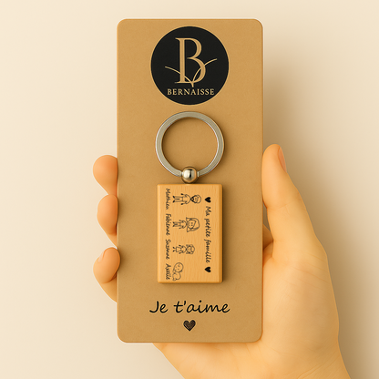 Porte-clé Famille personnalisé en bois
