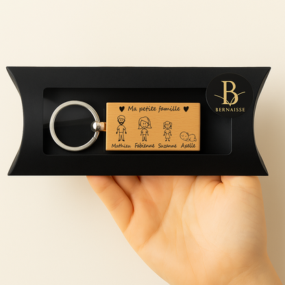 Porte-clé Famille personnalisé en bois
