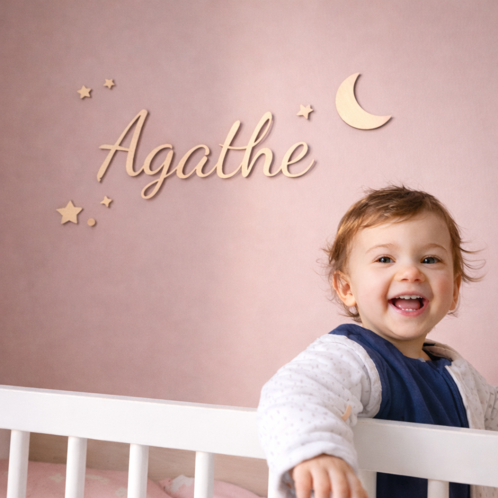 Prénom décoratif en bois clair