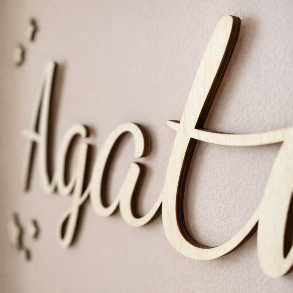 Prénom décoratif en bois clair