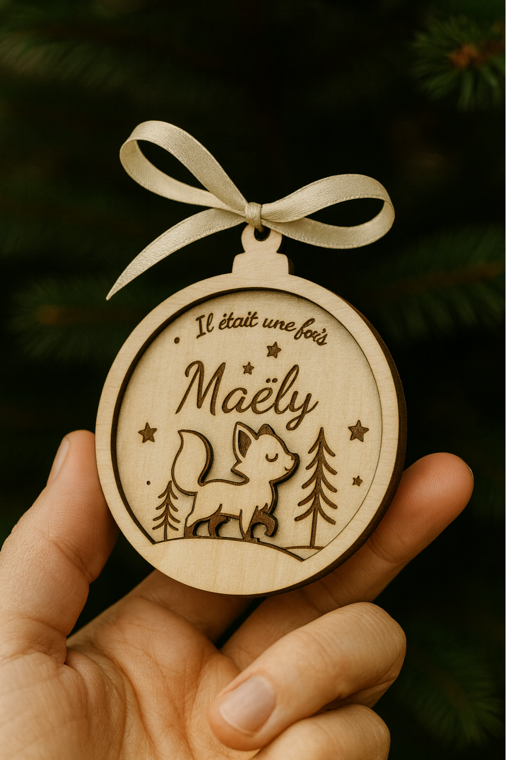 Boule de Noël personnalisée en bois – Collection animaux