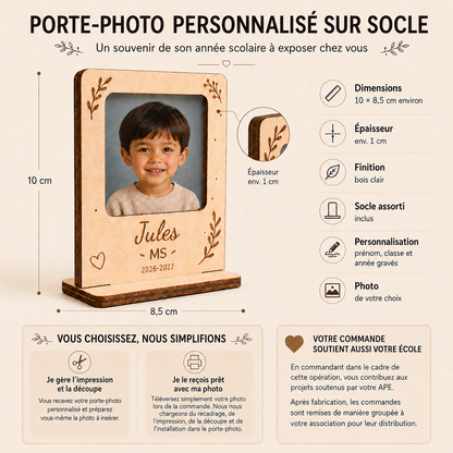 Porte-photo scolaire personnalisé sur socle