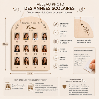 Tableau photos de classe personnalisé – De la PS à la 3e