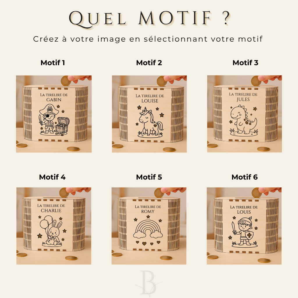 Tirelire enfant personnalisée en bois