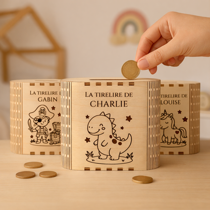 Tirelire enfant personnalisée en bois
