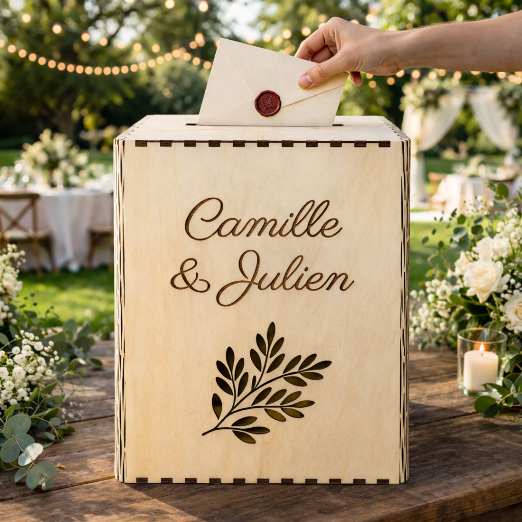 Urne mariage personnalisée en bois