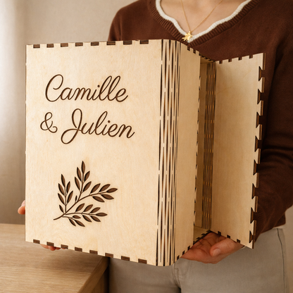 Urne personnalisée en bois – (Mariage, Baptême, Anniversaire)