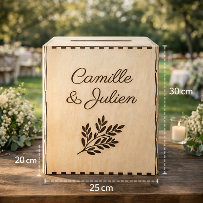 Urne mariage personnalisée en bois