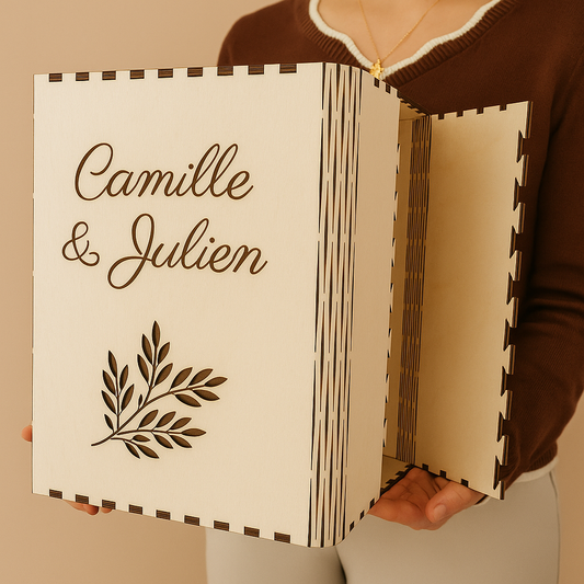 Urne personnalisée en bois – (Mariage, Baptême, Anniversaire)